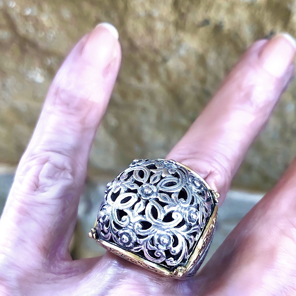 Konstantino SS 925 & 18k yellow gold dome ring. Size 6